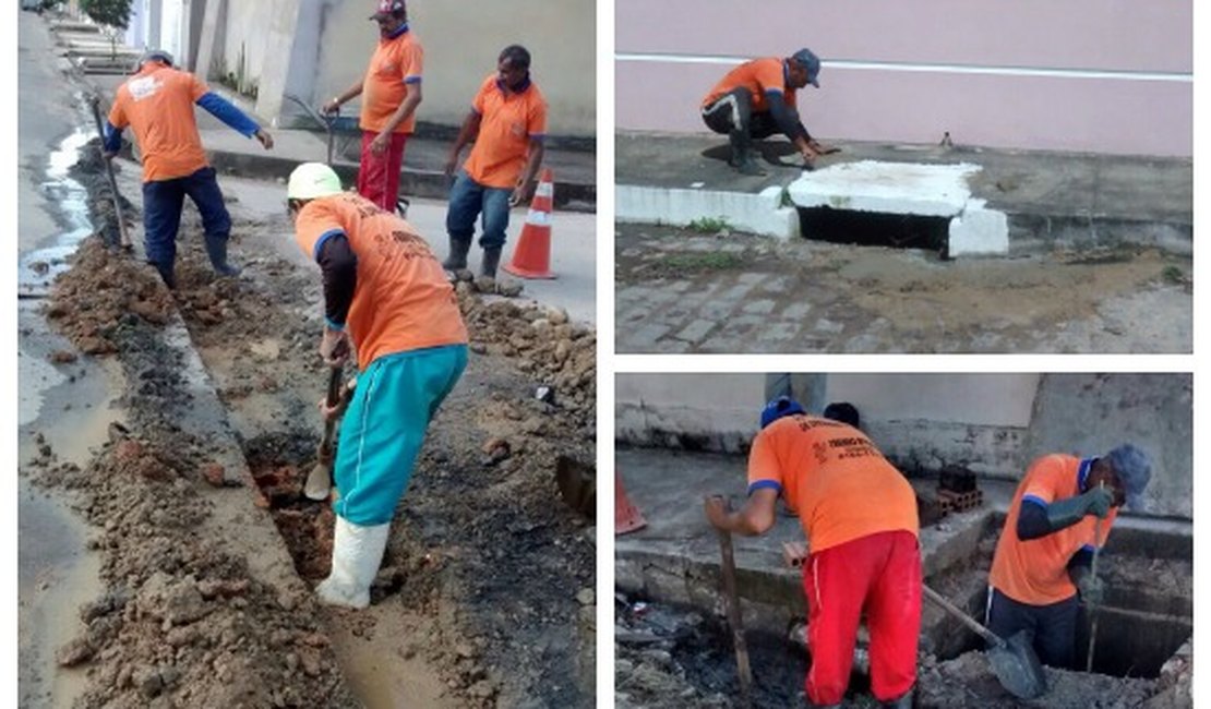 Município faz limpeza de rede de drenagem e bueiros nos bairros