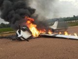 Piloto coloca fogo em avião e foge após ação de controle da FAB no MT
