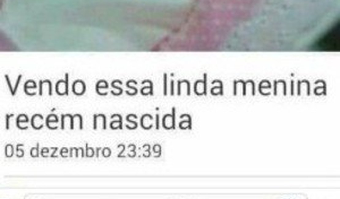 Recém-nascida é colocada à venda em site: 'linda menina' em Manaus