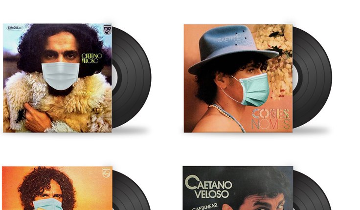 Caetano Veloso altera capas de discos para incentivar o uso de máscaras