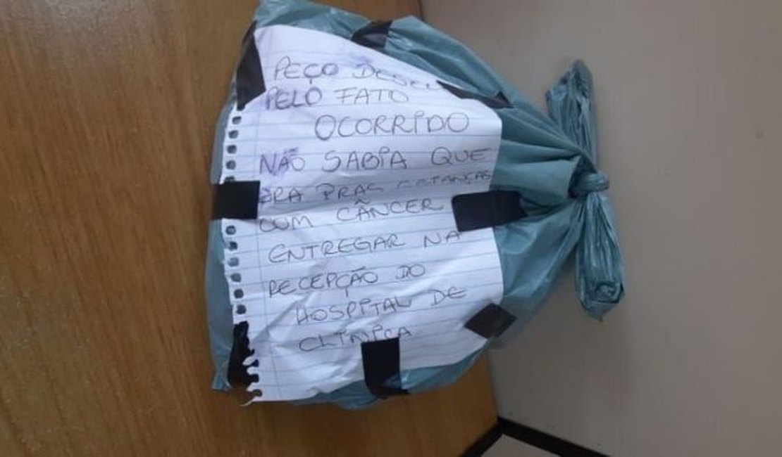 Ladrão pede desculpas e devolve sacola com doação para crianças com câncer