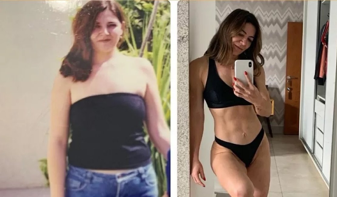 Mãe de Lucas Lucco exibe antes e depois de vida fitness: 'Só cor do cabelo'