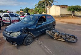 Vídeo. Colisão envolvendo carro e moto deixa homem ferido na AL 115, em Arapiraca