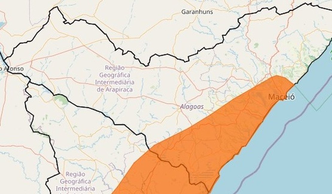 Alertas de chuva são emitidos para todas as cidades de Alagoas