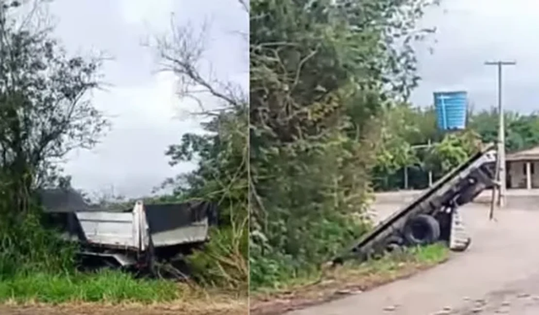Dois caminhões saem da pista em curva conhecida por acidentes no interior de Alagoas