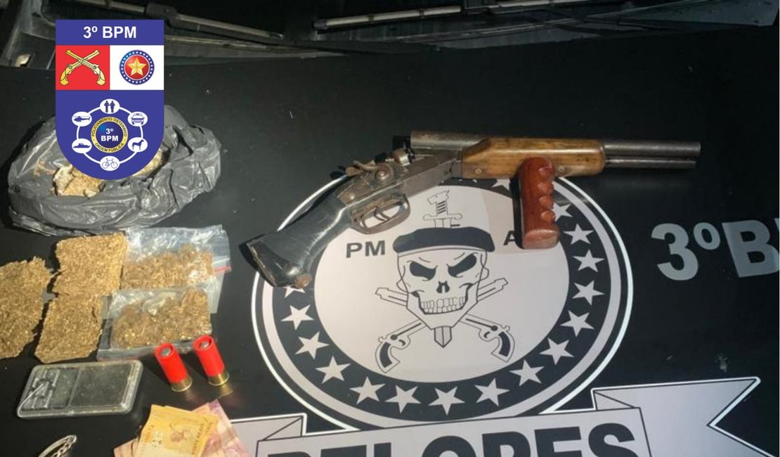 Homem é preso com maconha e arma de fogo em Girau do Ponciano