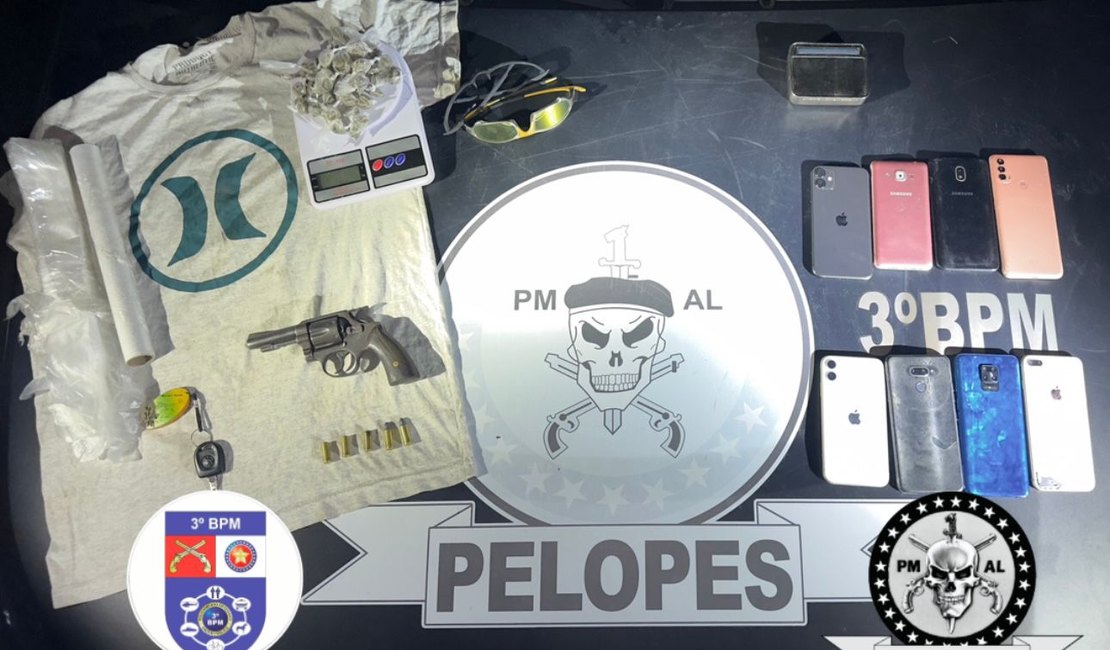 3º BPM prende trio por roubo e tráfico de drogas, em Arapiraca: armas e eletrônicos apreendidos