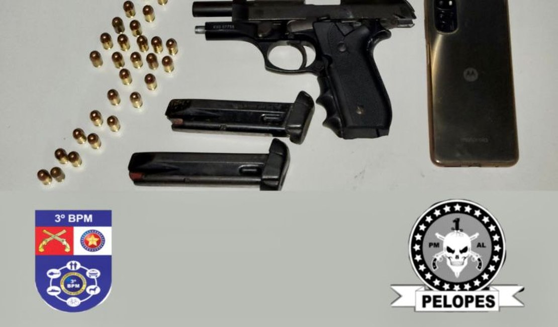 Homem é preso após tentar se livrar de arma, perto de bar de Arapiraca