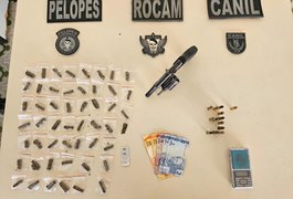 Polícia Militar apreende drogas, arma e munições em residência no bairro Canafístula, em Arapiraca