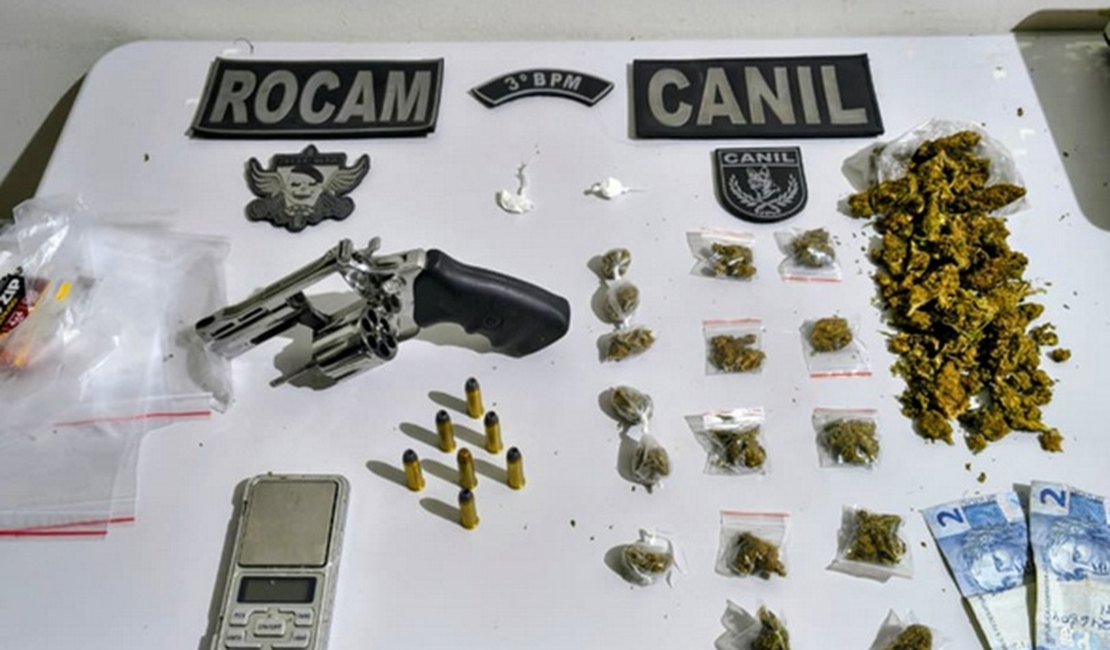 Homem é preso por tráfico de drogas e posse ilegal de arma de fogo no Brisa do Lago