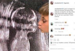 Claudia Leitte simula beijo entre os filhos em montagem com foto de ultrassom