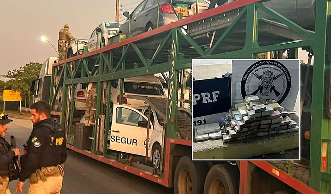 Policiais encontram 39kg de drogas escondidos em caminhão-cegonha no Agreste de Alagoas