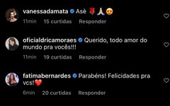 Famosos desejaram felicidades ao casal