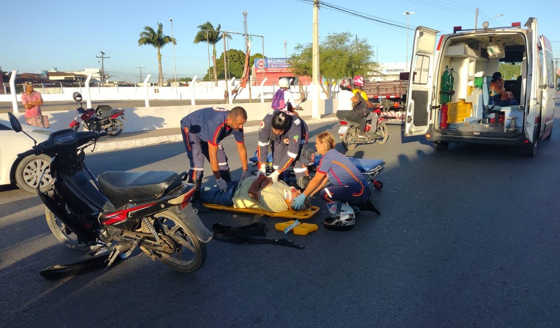 Colisão entre motos deixa feridos em Arapiraca