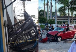 Colisão entre carro, caminhão e imóveis deixa feridos no interior de Alagoas