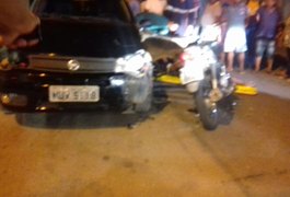 Colisão entre carro e moto deixa motociclista ferido em Arapiraca