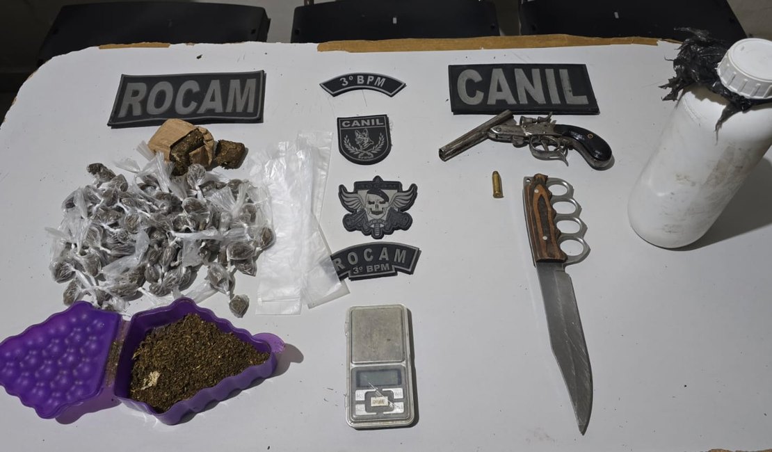 Ex-reeducando, com tornozeleira eletrônica, é preso ao ser flagrado com arma e drogas, em Girau do Ponciano