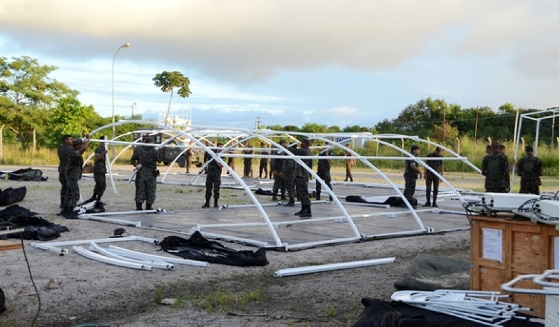 Exército inicia montagem do Hospital de Campanha para atender vítimas das chuvas