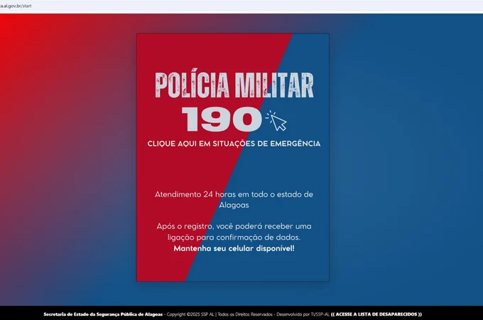 Site 190 para atendimento de emergências em Alagoas está no ar; confira