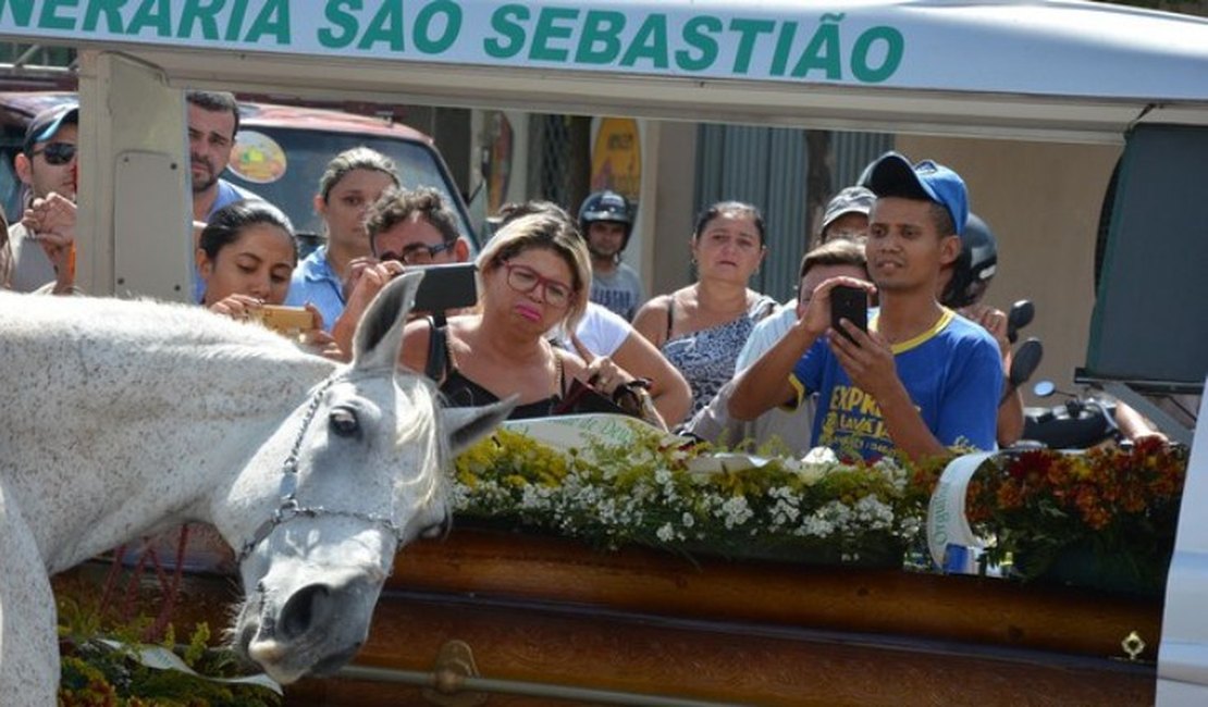 Cavalo se despede do dono falecido em acidente e comove velório na Paraíba