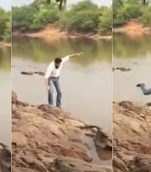 Vídeo: candidato a prefeito cai em rio durante gravação de propaganda