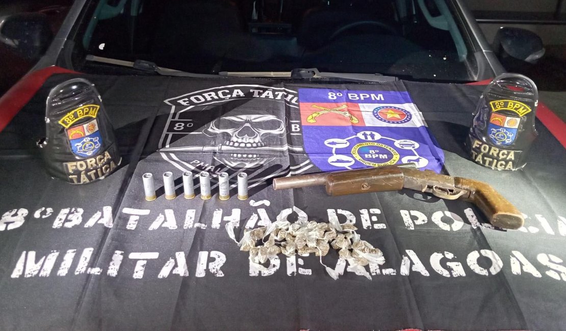 8º Batalhão Prende Homem Por Tráfico De Drogas E Porte Ilegal De Arma Em Rio Largo