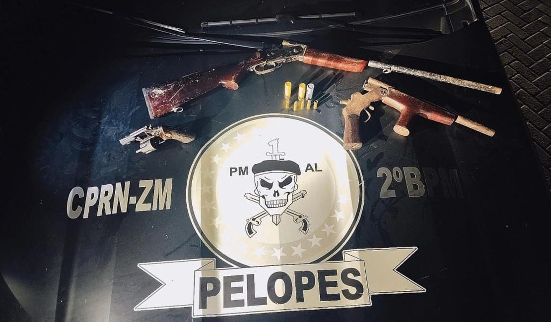 Pelopes do 2º BPM apreende três armas de fogo e munições em União dos Palmares