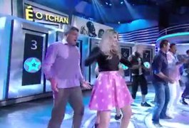 Cleber Machado e Caio rebolam ao som de “É o Tchan” no Domingão do Faustão