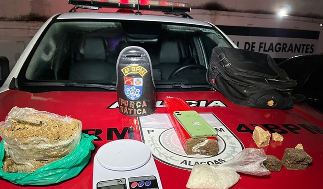 Força Tática do 4° Batalhão prende homem por tráfico de drogas no Clima Bom, em Maceió