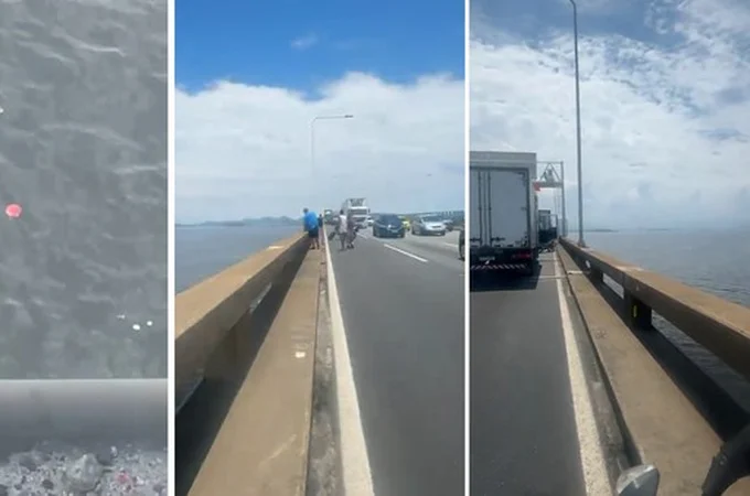 Homem morre ao cair da Ponte Rio-Niterói após batida