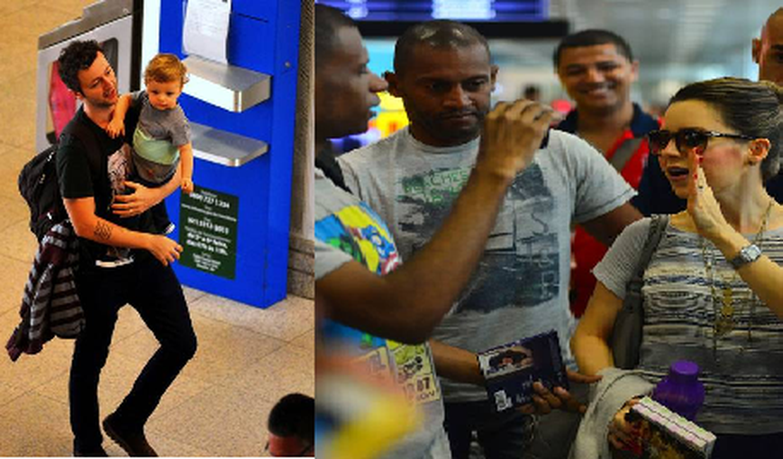 Sandy e Theo viram sensação em aeroporto do Rio de Janeiro