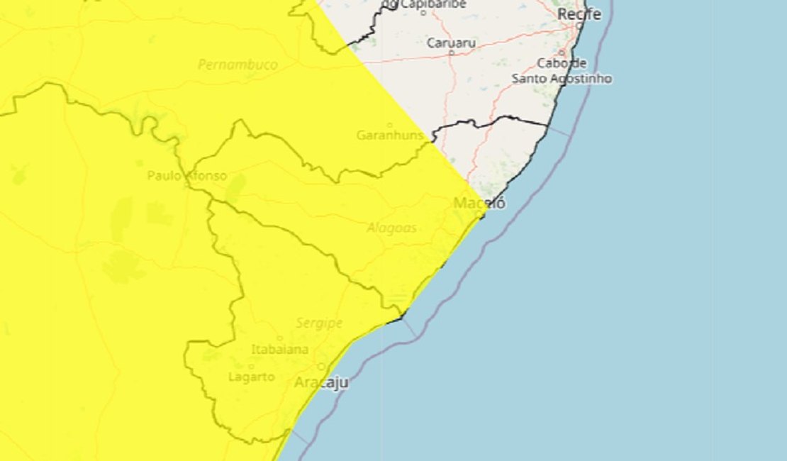 Inmet emite alerta de chuvas intensas para 84 municípios de Alagoas