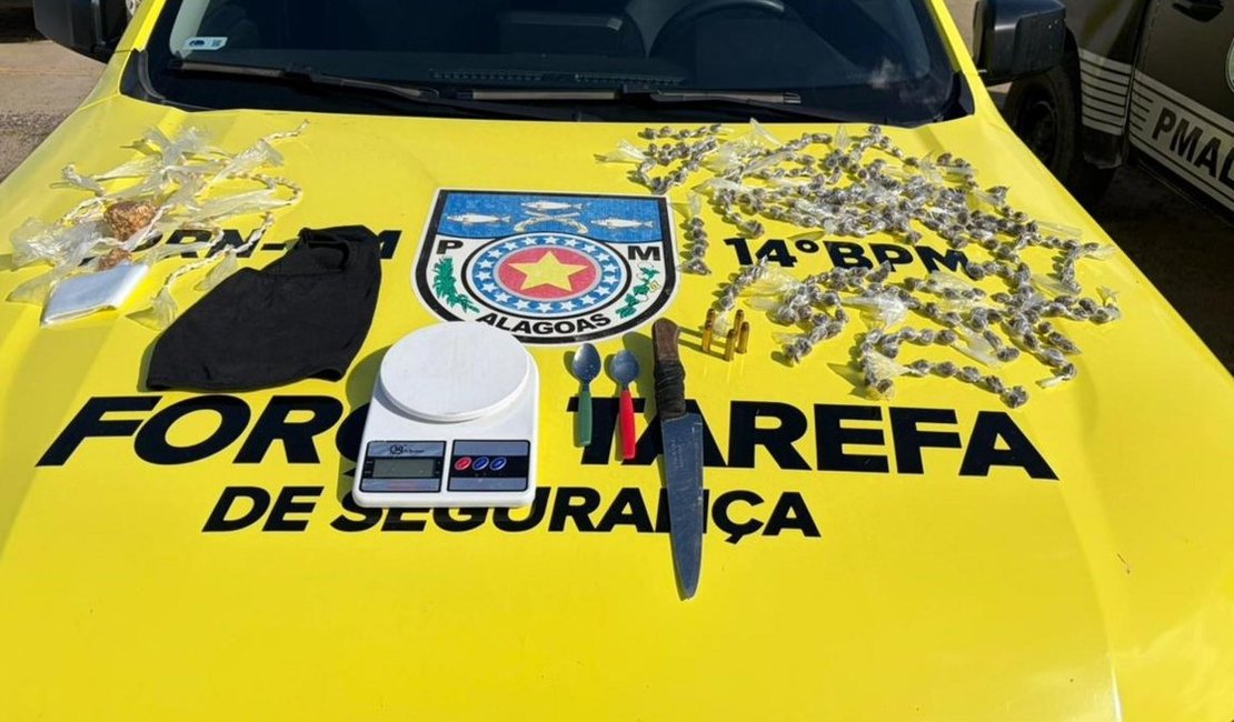 PM apreende mais de meio quilo de drogas em ações contra o tráfico no interior de Alagoas