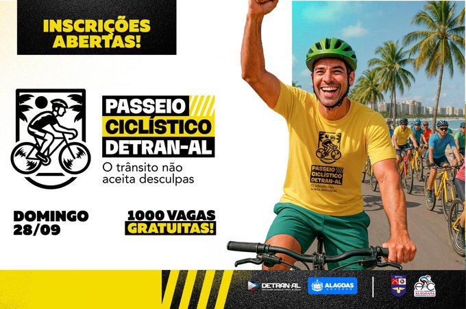 Detran abre inscrições gratuitas para o 1º Passeio Ciclístico