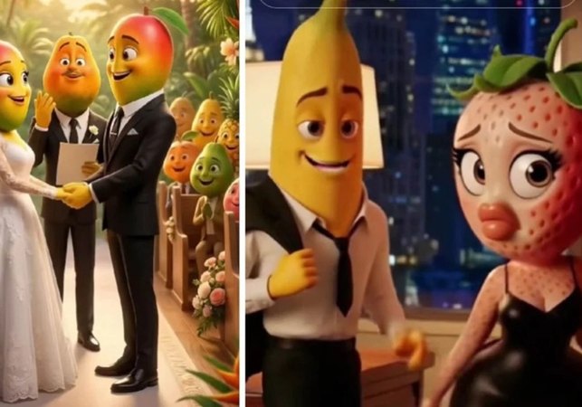 Frutas geradas por IA vivem novelas de traição e drama no TikTok